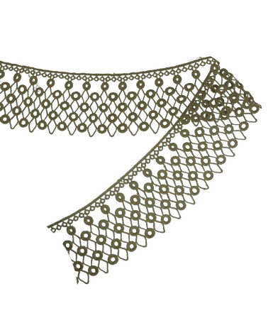 Spule 13,7 m Guipure-Kreise/Rauten Khaki 70 mm