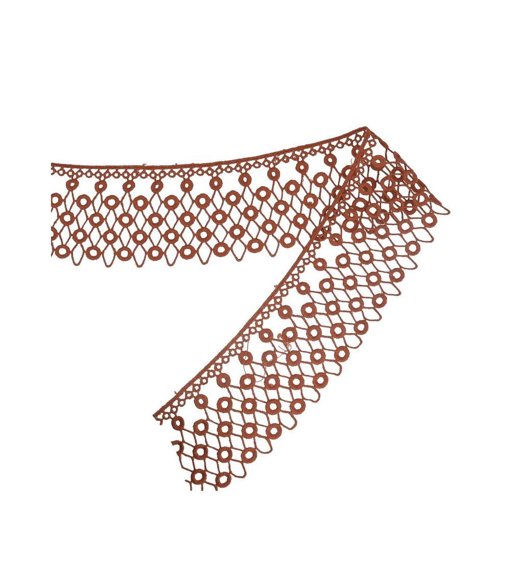 Bobina da 13,7 m Cerchi/diamanti Guipure Marrone 70 mm