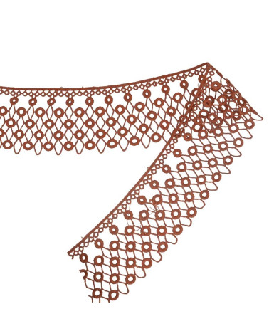 Bobina da 13,7 m Cerchi/diamanti Guipure Marrone 70 mm