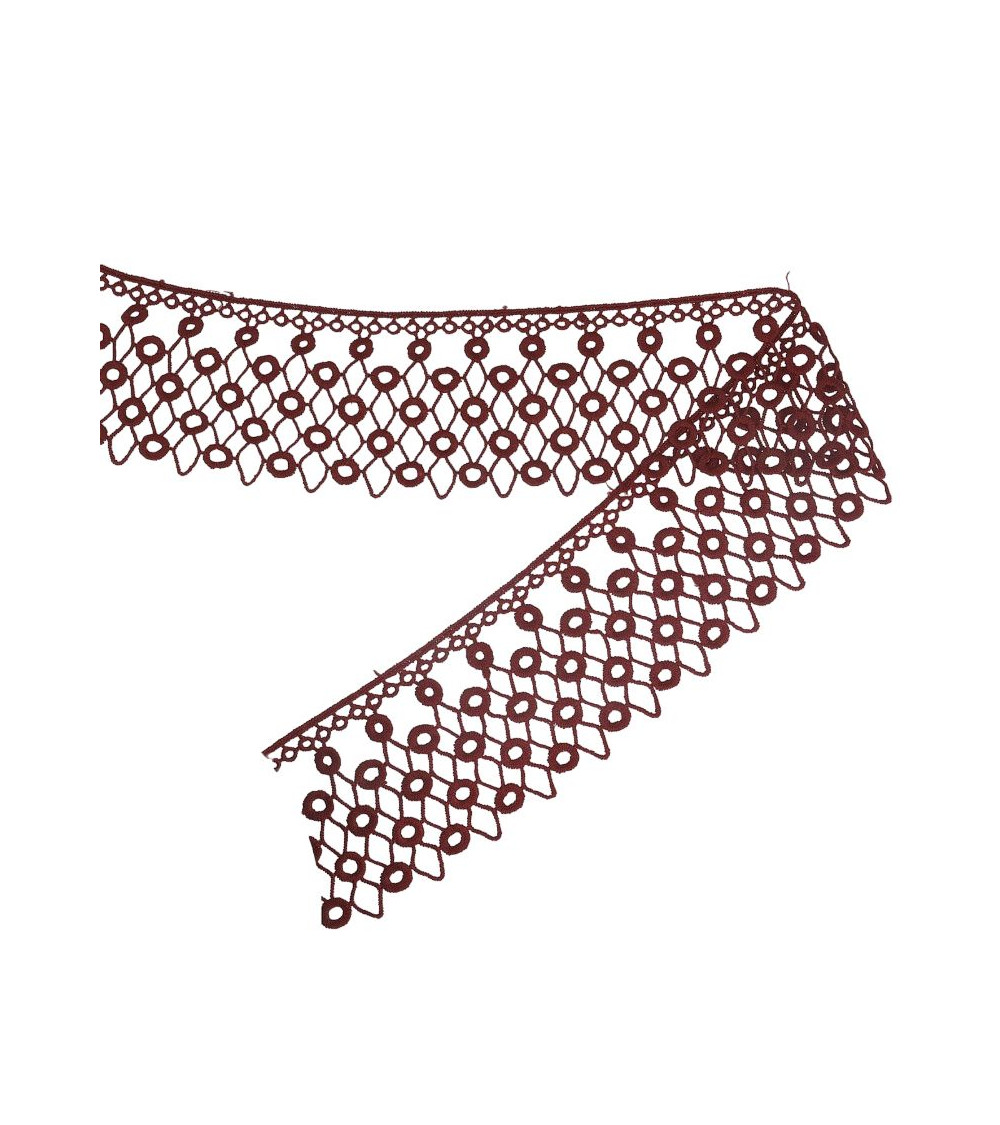Spule 13,7 m Guipure-Kreise/Rauten Bordeaux 70 mm