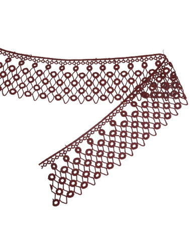 Spule 13,7 m Guipure-Kreise/Rauten Bordeaux 70 mm