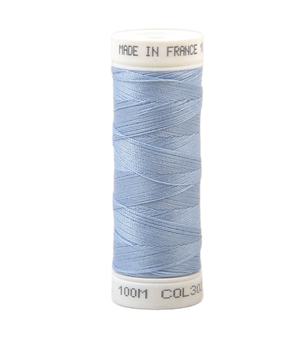 Hilo de coser de poliéster 100m fabricado en Francia - azul bebe 302