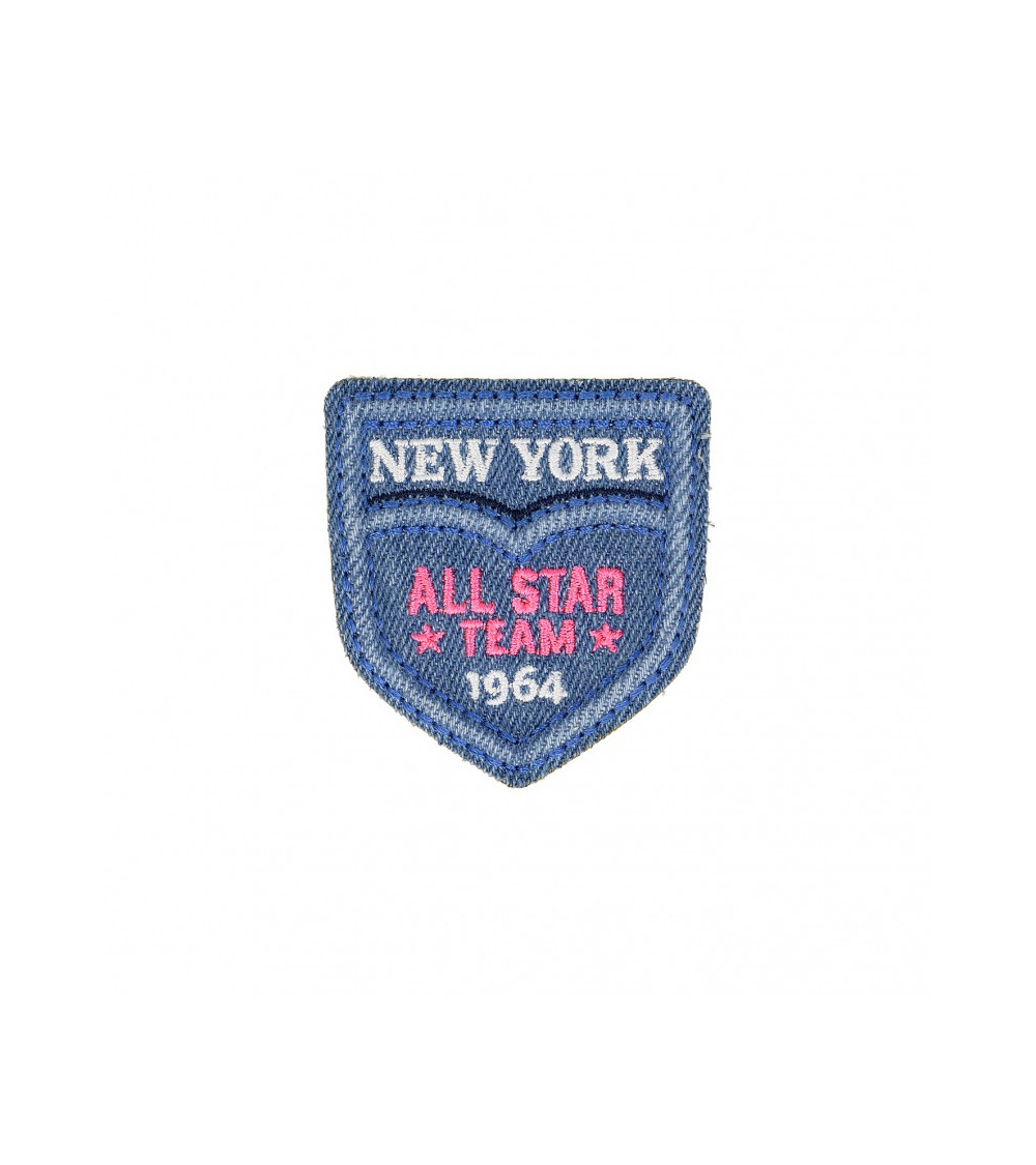 Ecusson thermocollant Equipe New York Denim clair 4,5cm x 5,5cm