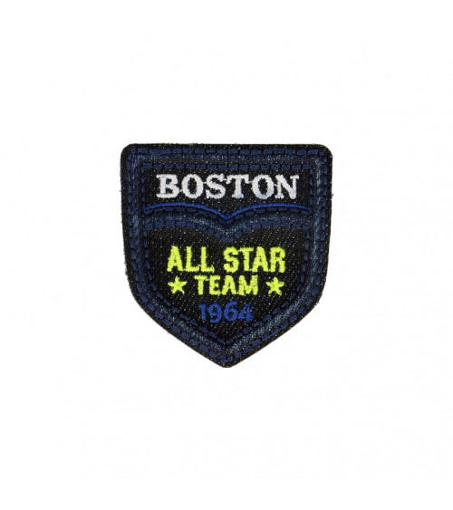 Ecusson thermocollant Equipe Boston Denim foncé 4,5cm x 5,5cm