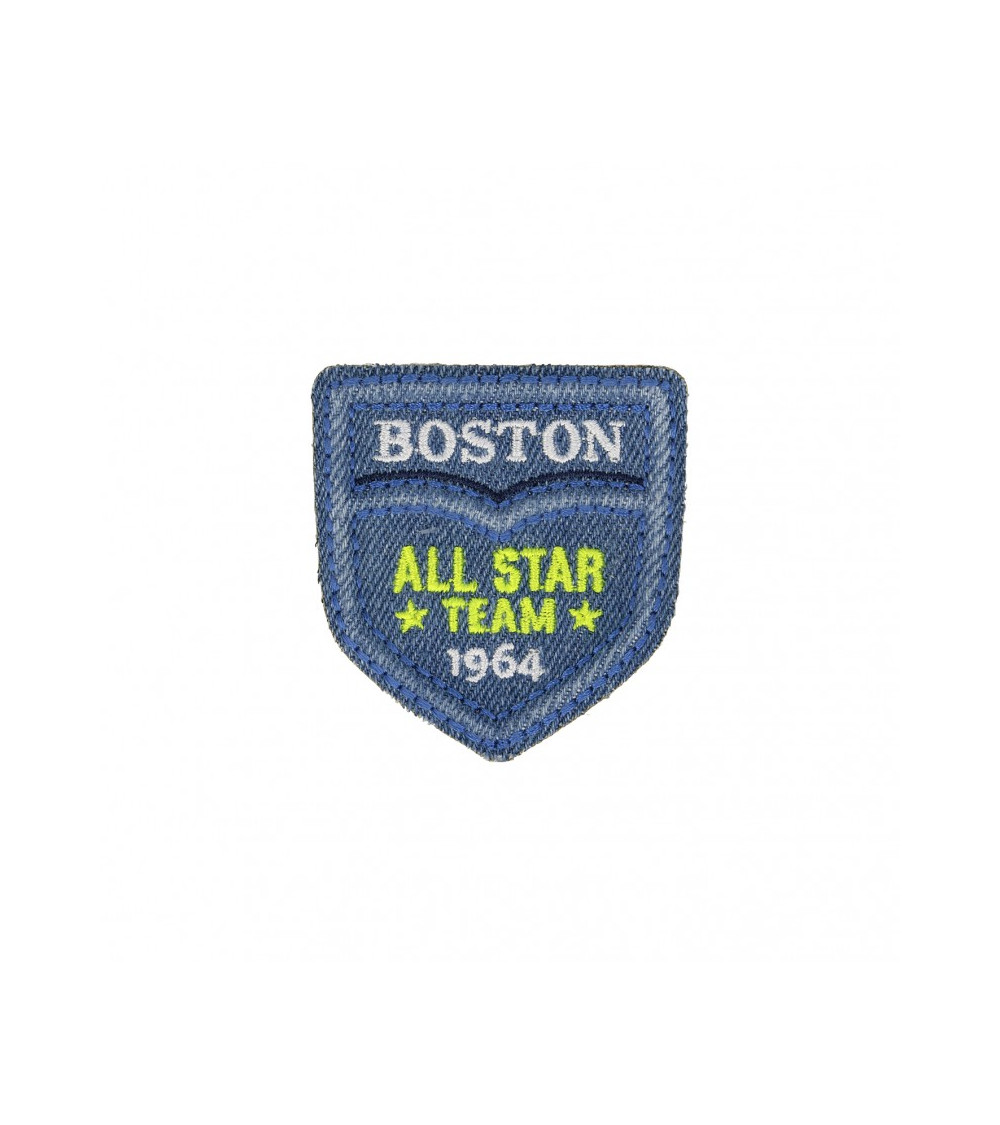 Boston Team iron-on patch Light Denim 4.5cm x 5.5cm