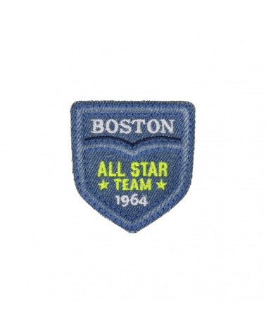 Boston Team iron-on patch Light Denim 4.5cm x 5.5cm