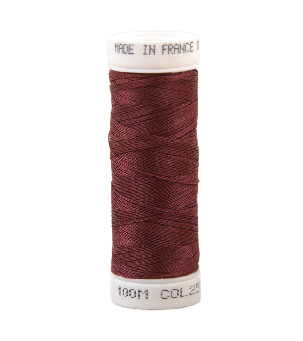 Hilo de coser de poliéster 100m fabricado en Francia - rojo ópera 250