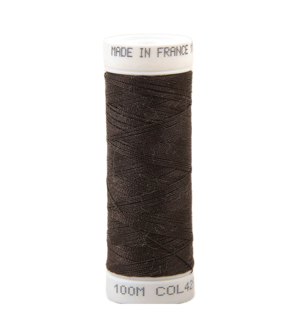 Hilo de coser de poliéster 100m fabricado en Francia - cola marrón 429