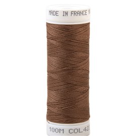 Fil à coudre polyester 100m made in France - marron cognac 423