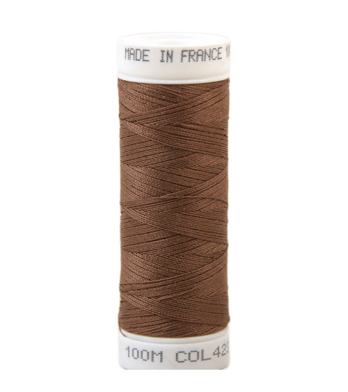 Fil à coudre polyester 100m made in France - marron cognac 423