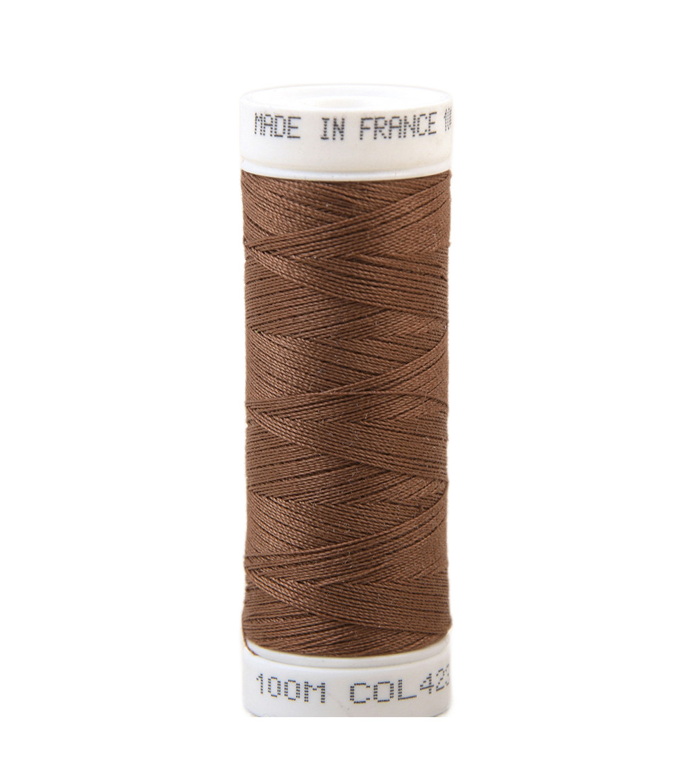 Fil à coudre polyester 100m made in France - marron cognac 423