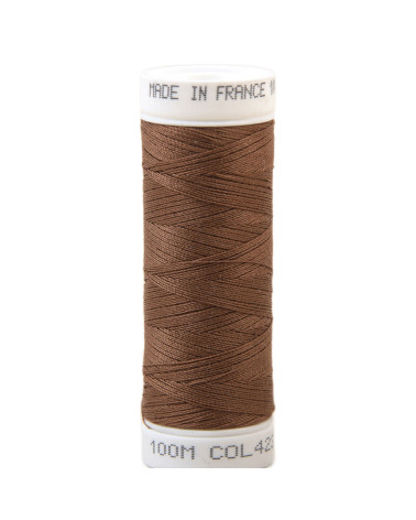 Fil à coudre polyester 100m made in France - marron cognac 423