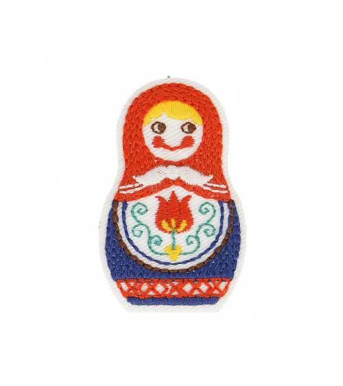 Babouchka woman iron-on patch 4cm x 3cm