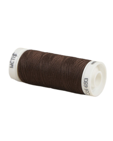 Bobine fil polyester 200m Oeko Tex fabriqué en Europe brun noir