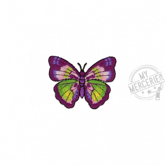 Ecusson thermocollant Papillon violet vert 4cm x 4cm