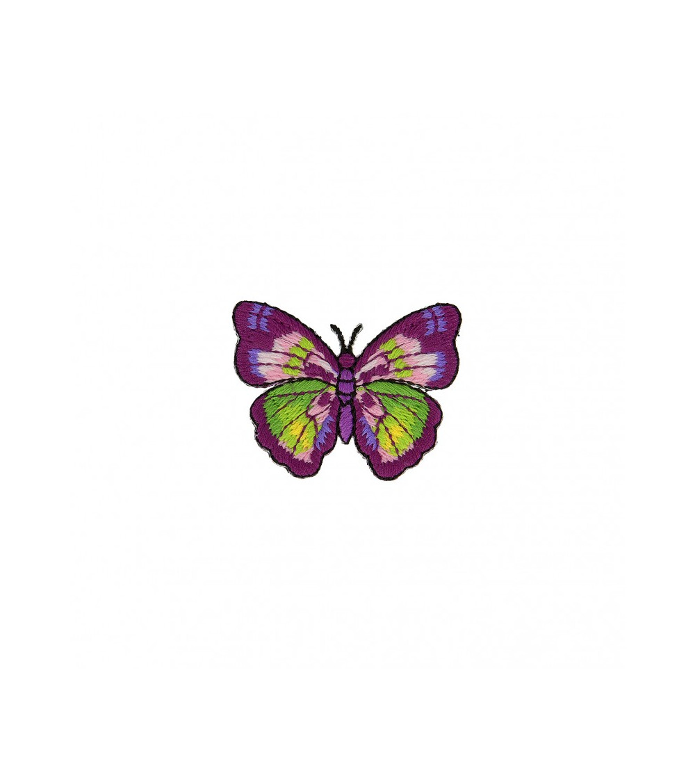 Ecusson thermocollant Papillon violet vert 4cm x 4cm