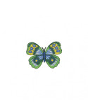 Ecusson thermocollant Papillon vert bleu 4cm x 4,5cm