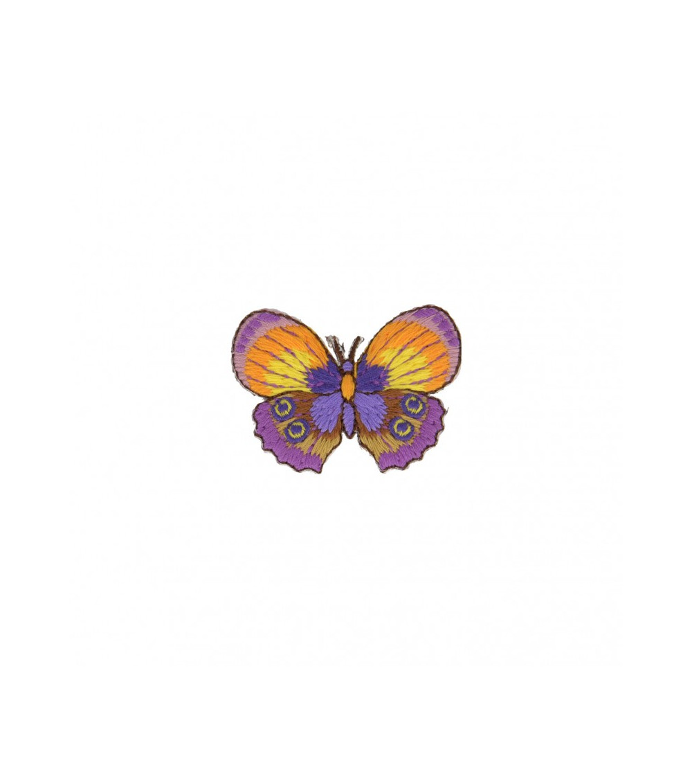 Ecusson thermocollant Papillon violet jaune 4cm x 4cm