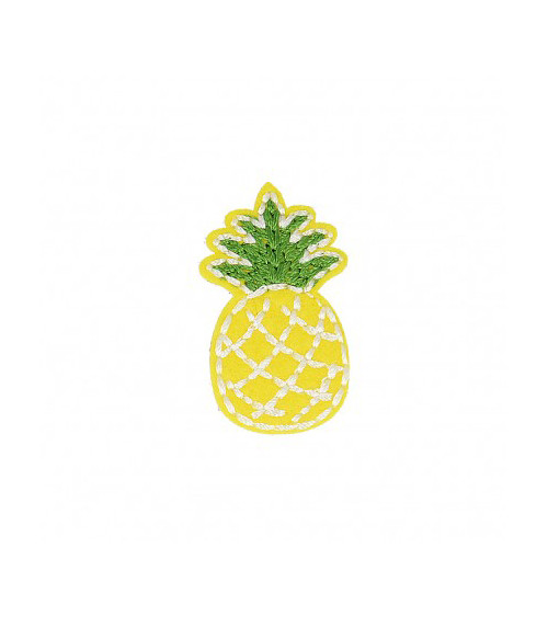Lot de 3 écussons thermocollants Ananas Jaune 3,5cm x 2cm