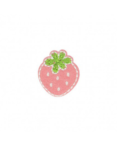 Lot de 3 écussons thermocollants Fraise 2,5cm x 3cm