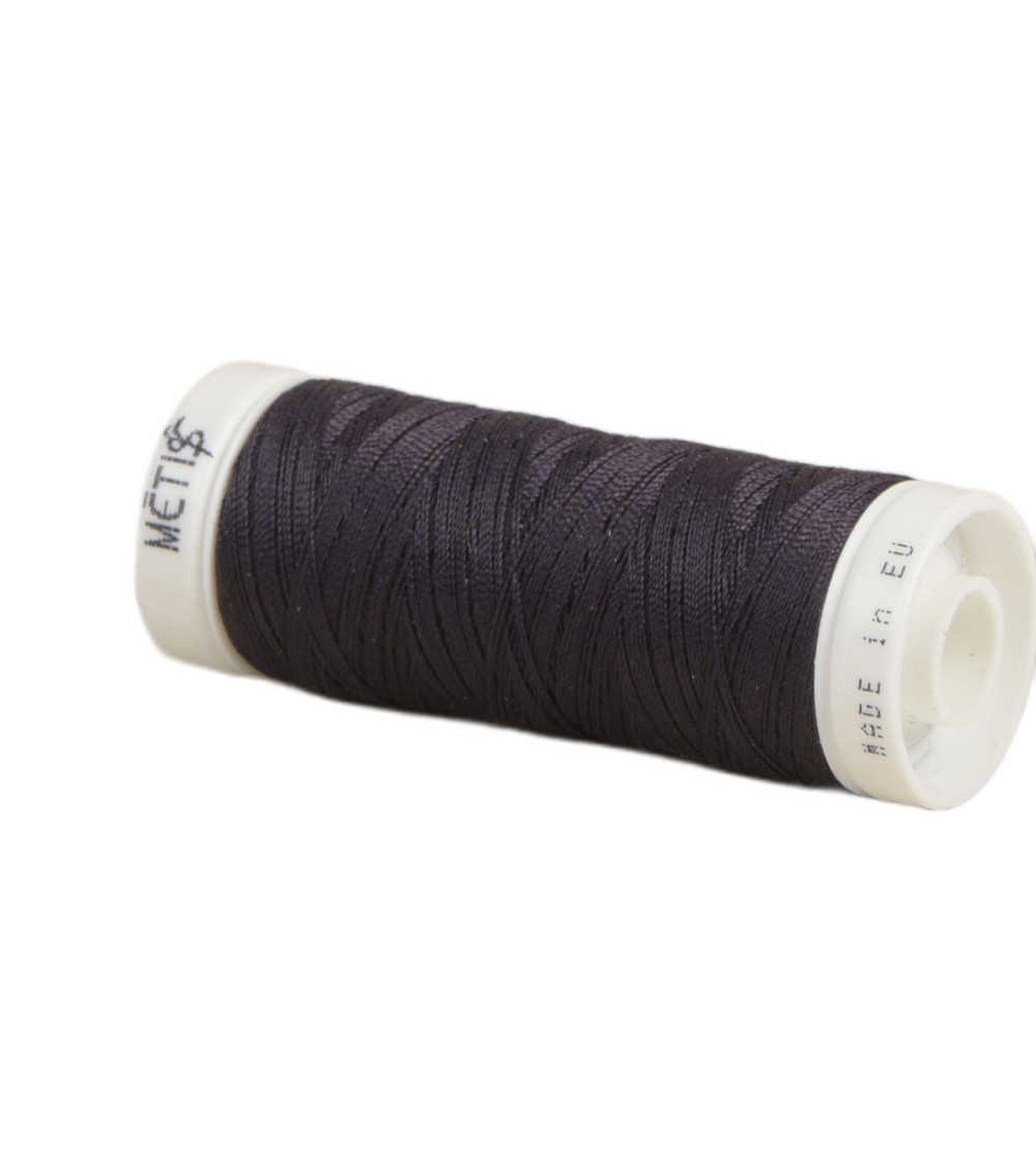 Bobine fil polyester 200m Oeko Tex fabriqué en Europe noir raisin