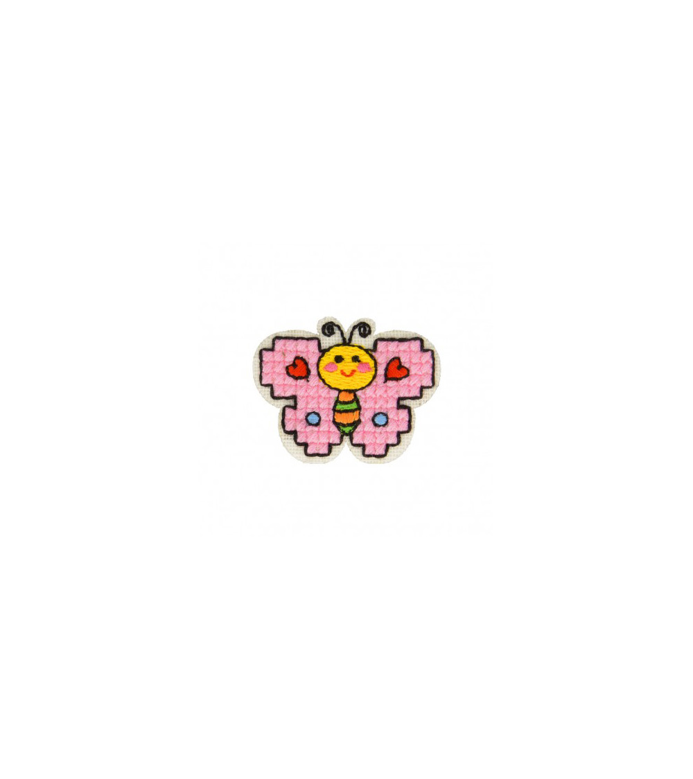Set di 3 toppe termoadesive a farfalla all'uncinetto 3 cm x 4 cm