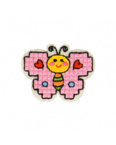 Set of 3 butterfly crochet iron-on patches 3cm x 4cm