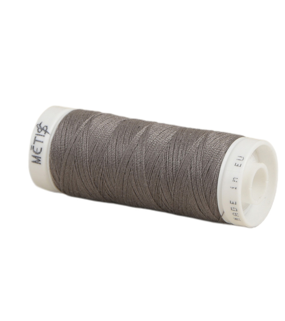 Bobine fil polyester 200m Oeko Tex fabriqué en Europe gris-brun foncé