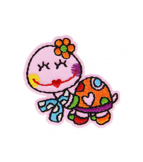 Set of 3 Happy Turtle iron-on patches 4.5cm x 5cm