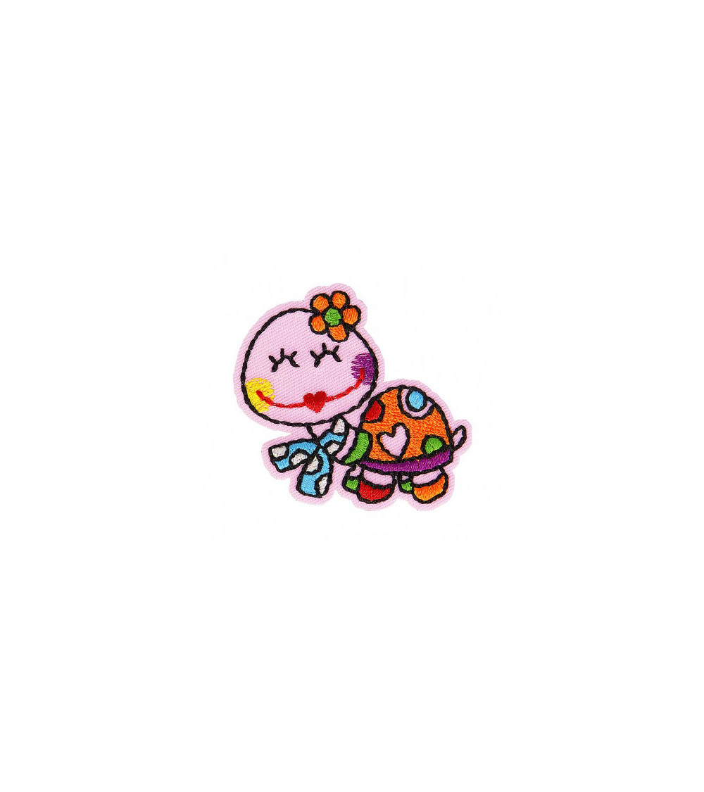 Set of 3 iron-on patches Happy Turtle 4.5cm x 5cm