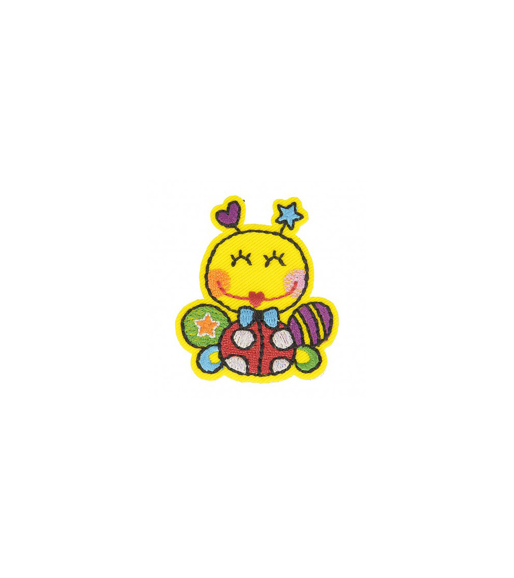 Set mit 3 Happy Bee-Aufnähern zum Aufbügeln, 5 cm x 4,5 cm