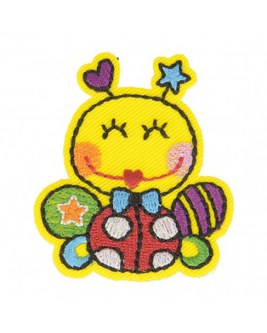 Set of 3 Happy Bee iron-on patches 5cm x 4.5cm