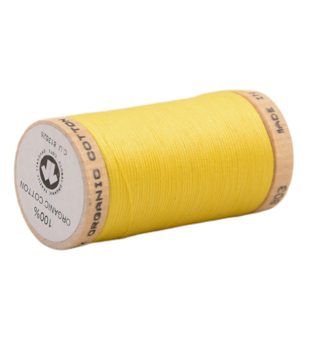 Spool of 100% organic cotton thread 275m canary yellow