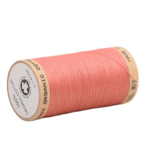 Spool of 100% organic cotton thread 275m coral
