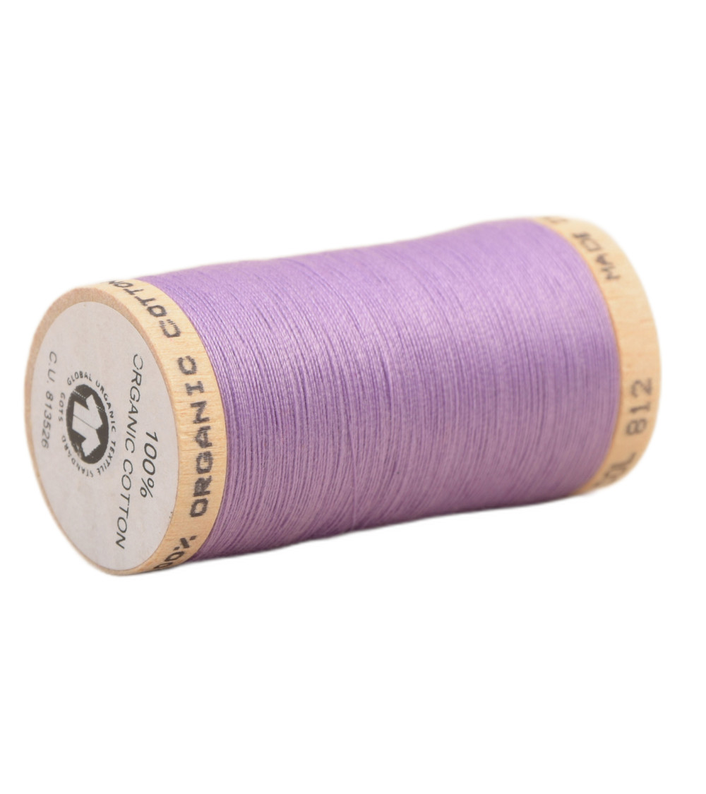 Spool of 100% organic cotton thread 275m lilac
