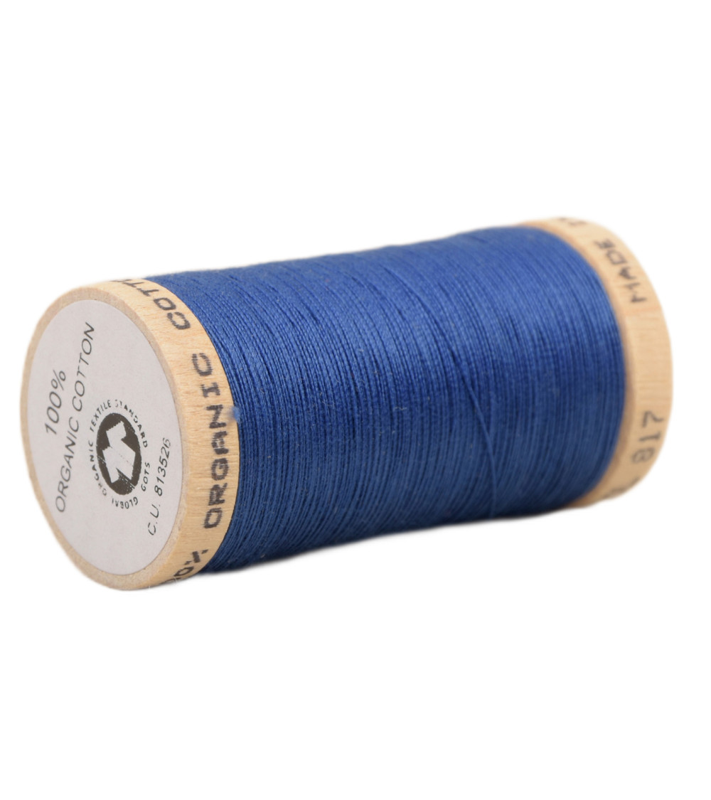 Spool of 100% organic cotton thread 275m French blue