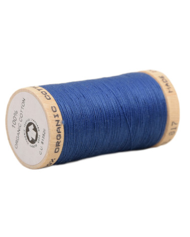 Spool of 100% organic cotton thread 275m French blue