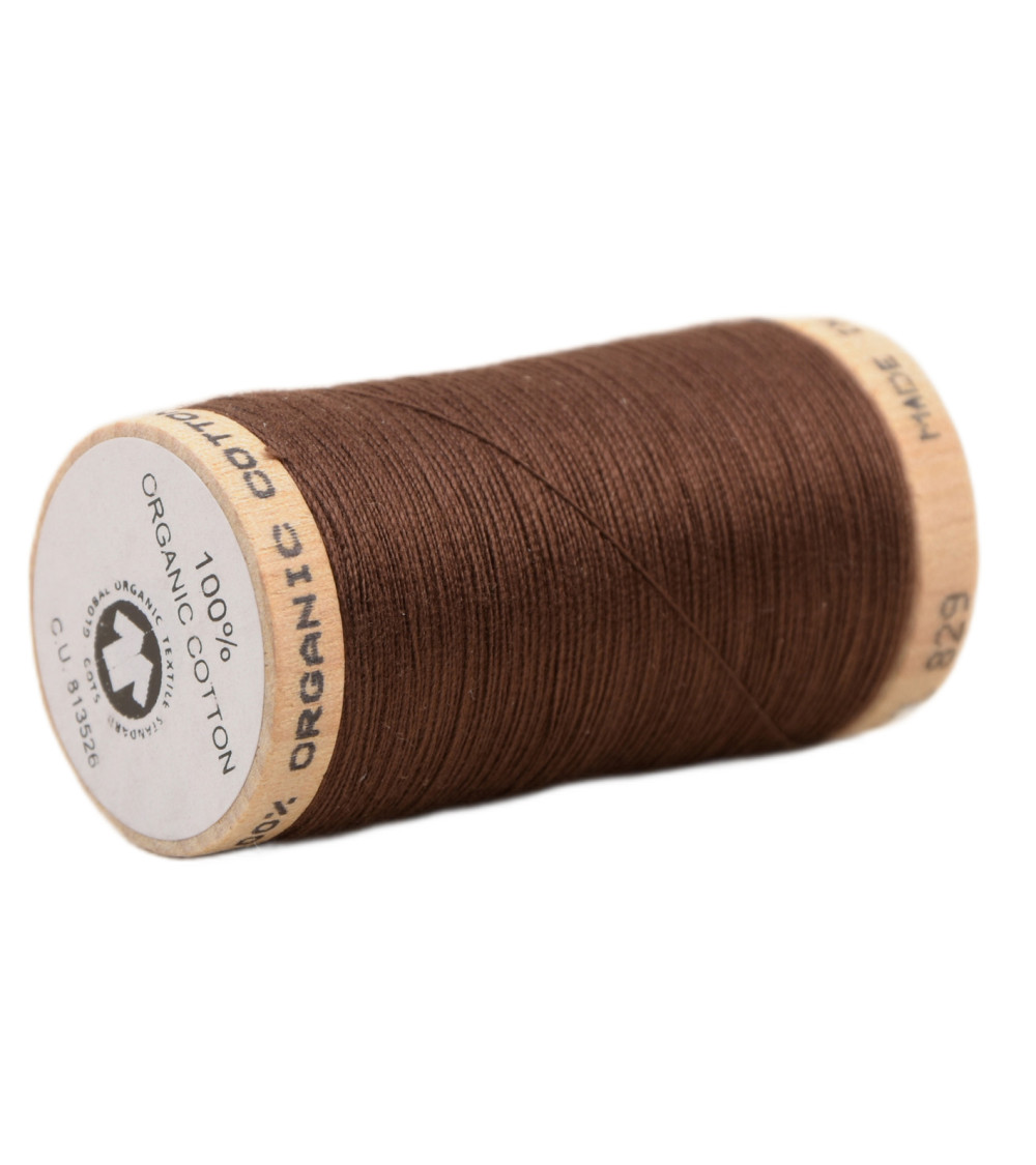 Bobine de fil 100% coton bio 275m marron chocolat