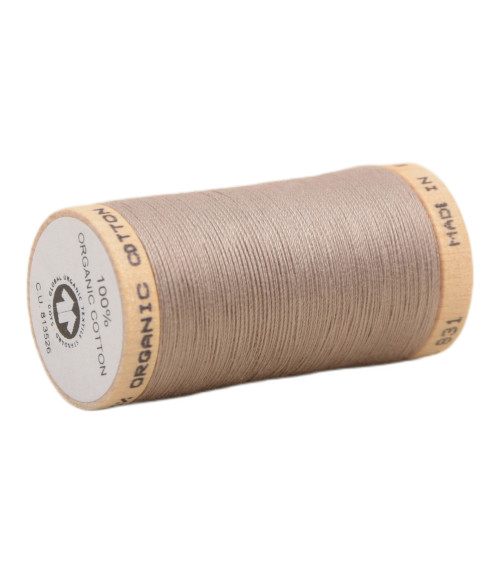 Spool of 100% organic cotton thread 275m taupe