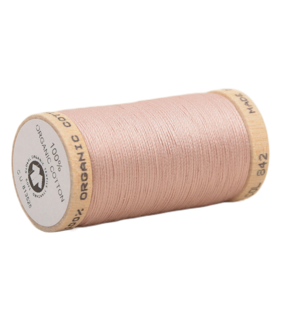 Bobine de fil 100% coton bio 275m rose poudre