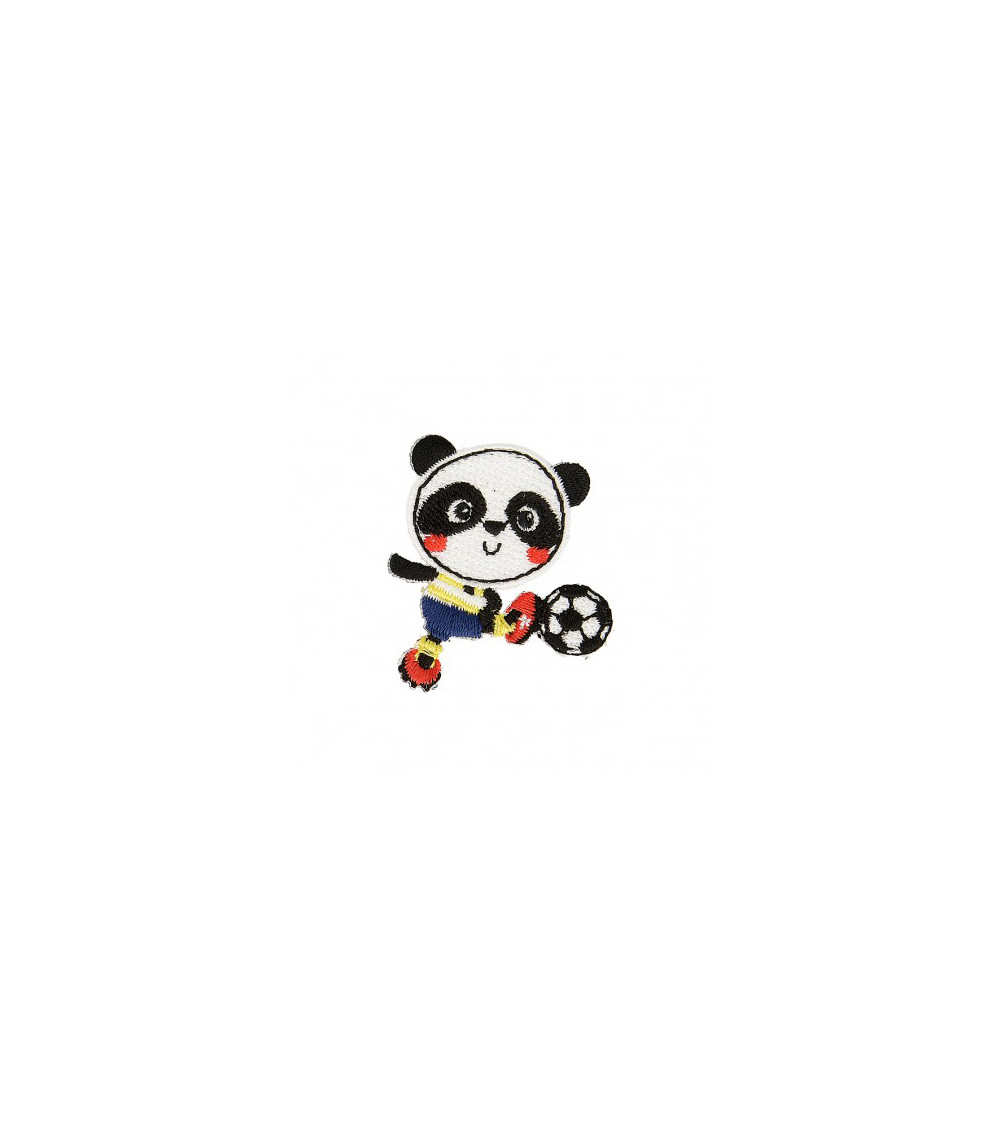 Lot de 3 écussons thermocollants Panda au foot 4cm x 4cm