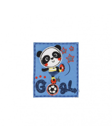 Set of 3 iron-on patches Large Panda football 4.5cm x 6cm