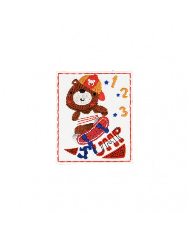 Set mit 3 Aufnähern zum Aufbügeln, großer Teddybär auf Schlittschuhen, 4,5 cm x 6 cm
