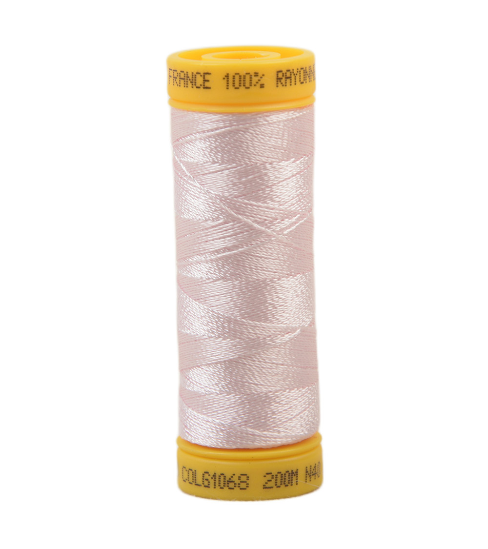 Bobine fil à broder 100% viscose 200m - Rose Pâle C68