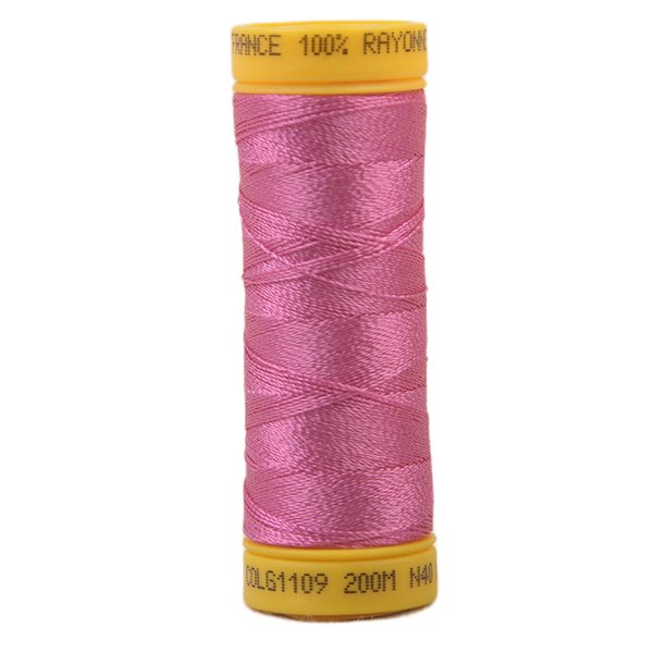 Bobine fil à broder 100% viscose 200m - Rose Bonbon C109