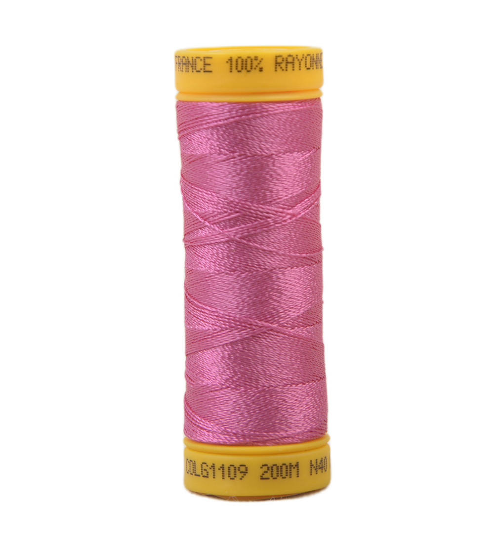 Bobine fil à broder 100% viscose 200m - Rose Bonbon C109