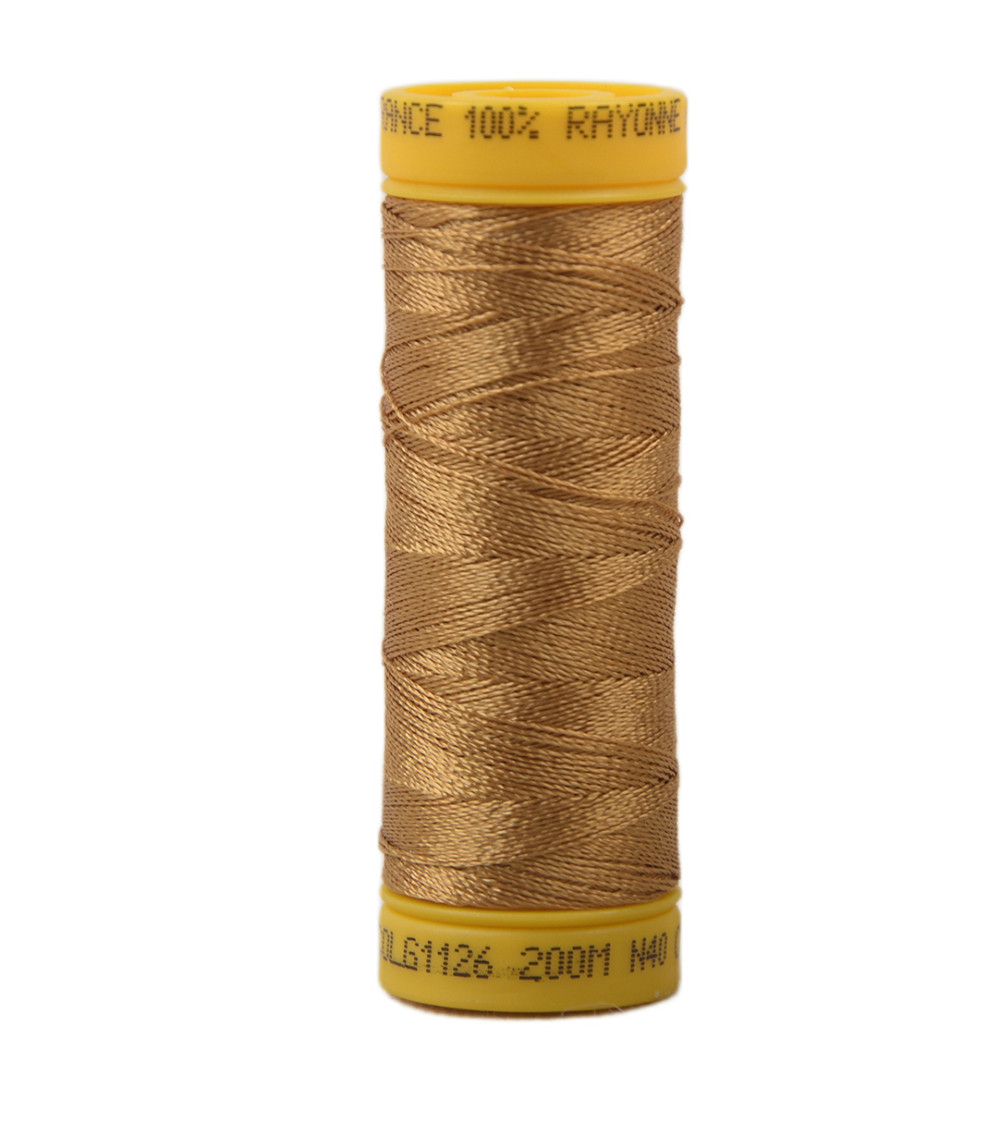 Spule aus 100 % Viskose-Stickgarn, 200 m – Karamellbraun C126