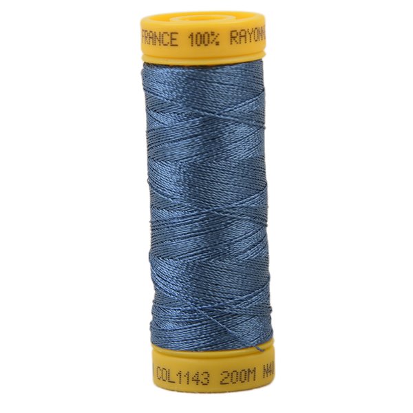Bobine fil à broder 100% viscose 200m - Bleu Céruléen C143