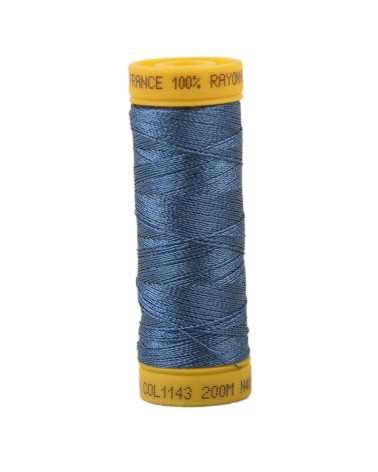 Bobine fil à broder 100% viscose 200m - Bleu Céruléen C143