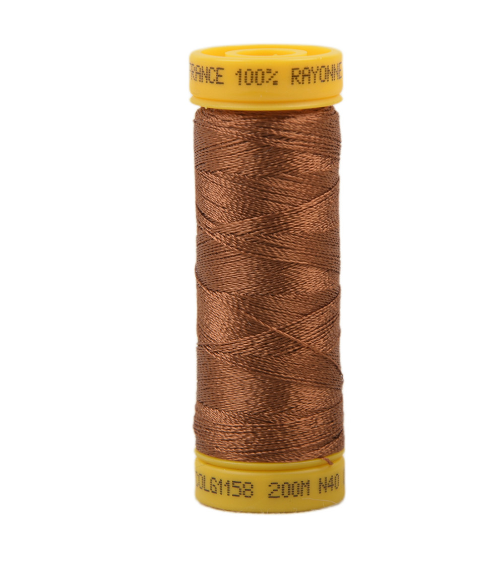 Bobine fil à broder 100% viscose 200m - Marron Bronze C158